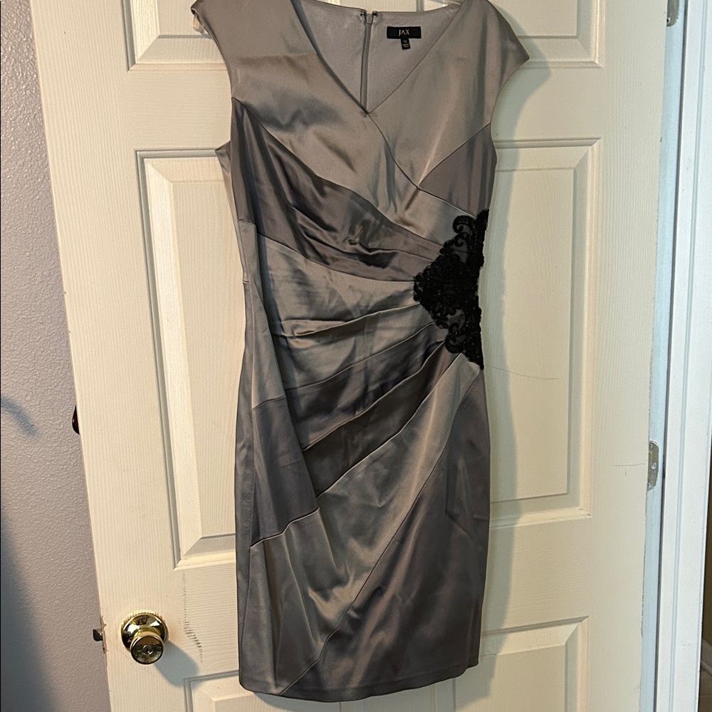 Gray Asymmetrical Dress with Black Detail